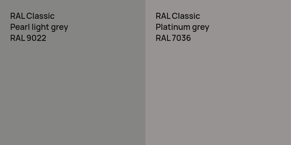 RAL Classic  Pearl light grey vs. RAL Classic  Platinum grey