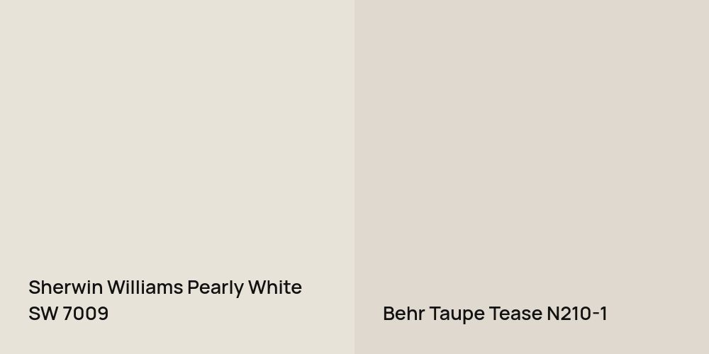 Sherwin Williams Pearly White vs. Behr Taupe Tease