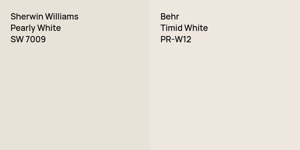 Sherwin Williams Pearly White vs. Behr Timid White