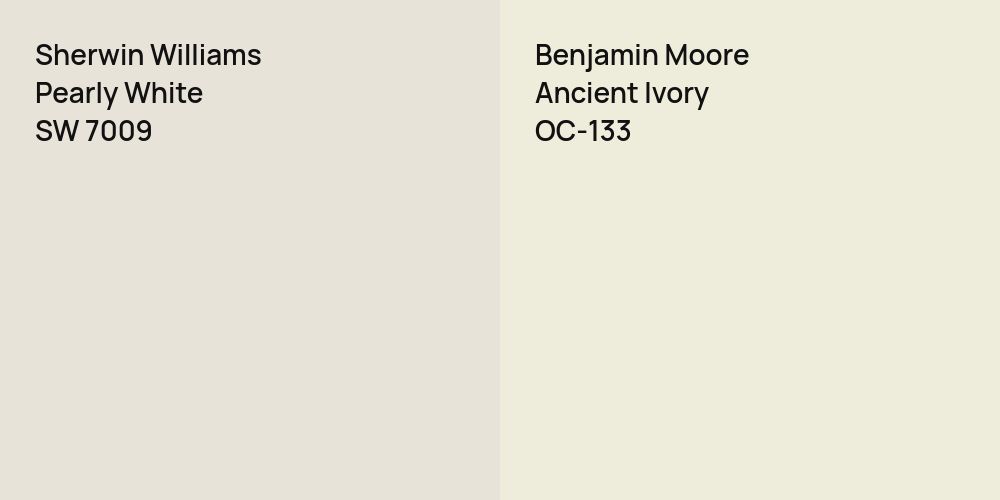 Sherwin Williams Pearly White vs. Benjamin Moore Ancient Ivory