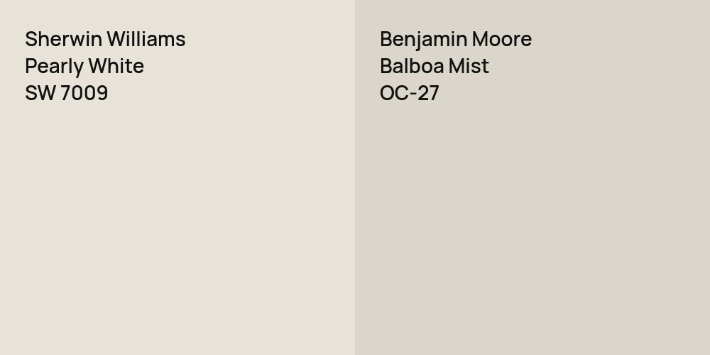 Sherwin Williams Pearly White vs. Benjamin Moore Balboa Mist