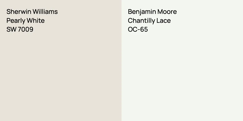 Sherwin Williams Pearly White vs. Benjamin Moore Chantilly Lace