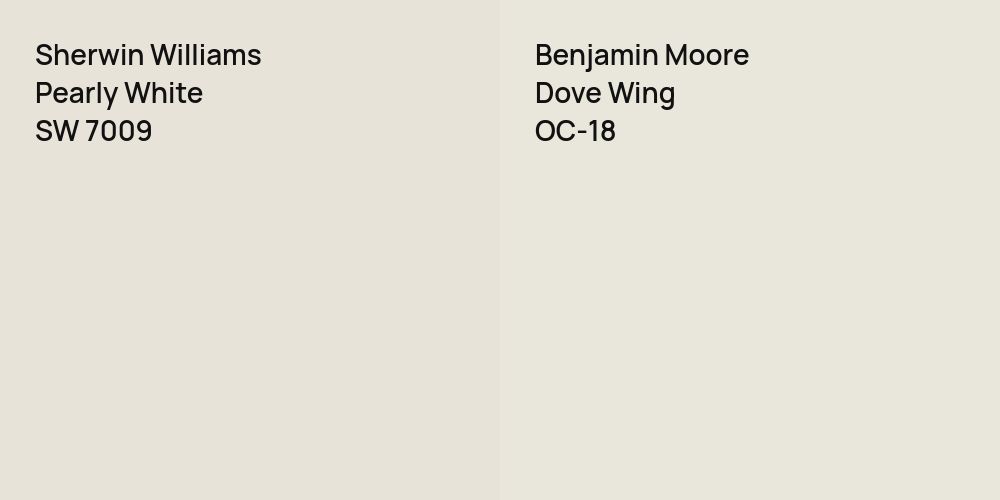 Sherwin Williams Pearly White vs. Benjamin Moore Dove Wing