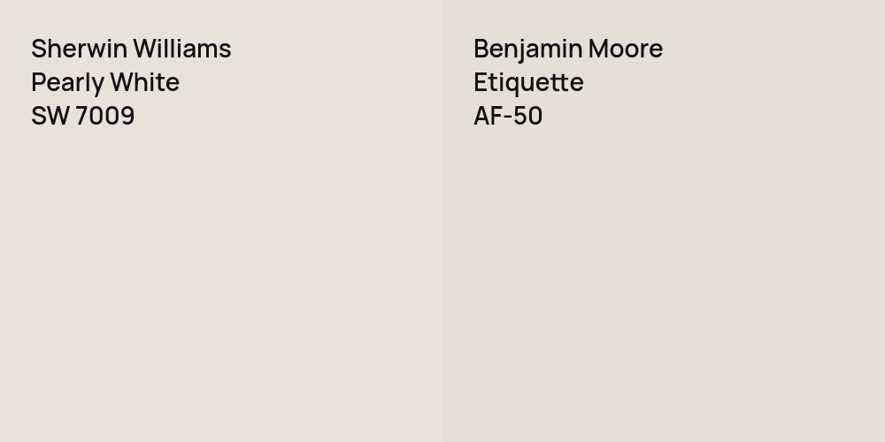 Sherwin Williams Pearly White vs. Benjamin Moore Etiquette