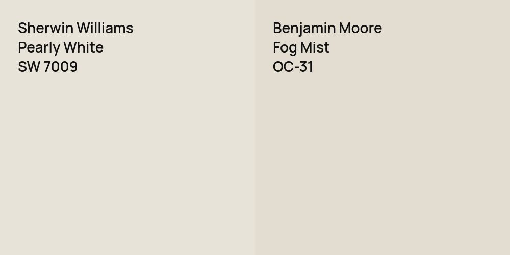 Sherwin Williams Pearly White vs. Benjamin Moore Fog Mist