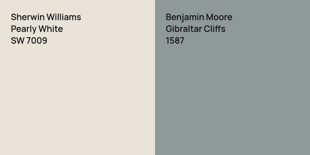 Sherwin Williams Pearly White vs. Benjamin Moore Gibraltar Cliffs