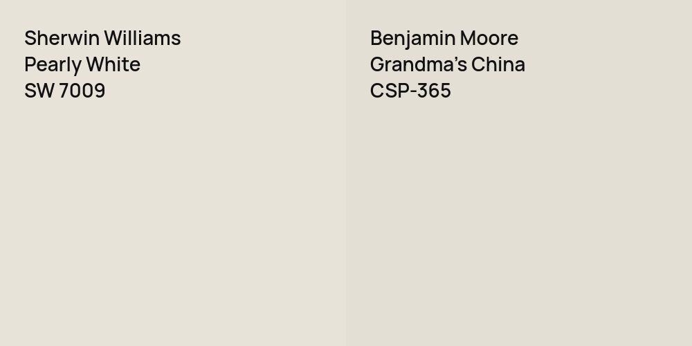 Sherwin Williams Pearly White vs. Benjamin Moore Grandma's China