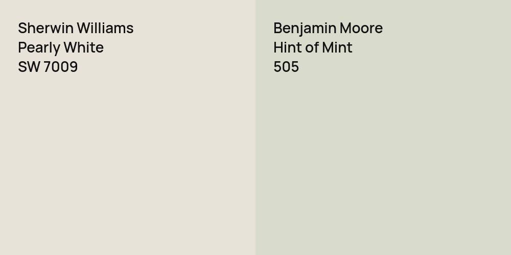 Sherwin Williams Pearly White vs. Benjamin Moore Hint of Mint