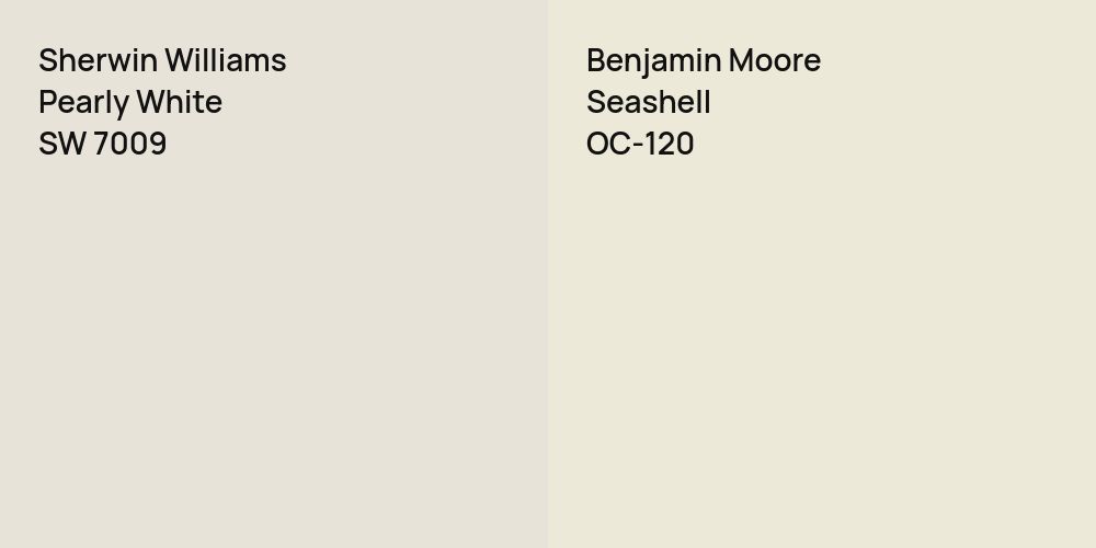 Sherwin Williams Pearly White vs. Benjamin Moore Seashell