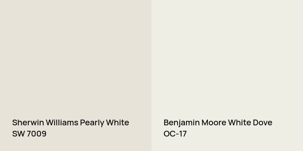 Sherwin Williams Pearly White vs. Benjamin Moore White Dove