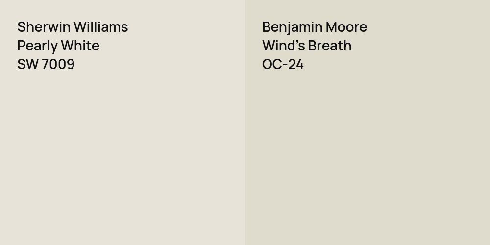 Sherwin Williams Pearly White vs. Benjamin Moore Wind's Breath