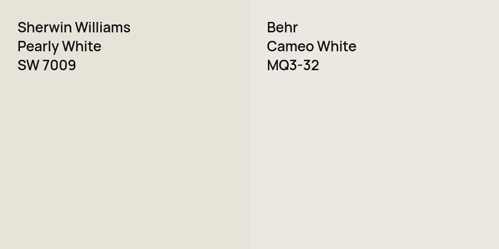 Sherwin Williams Pearly White vs. Behr Cameo White