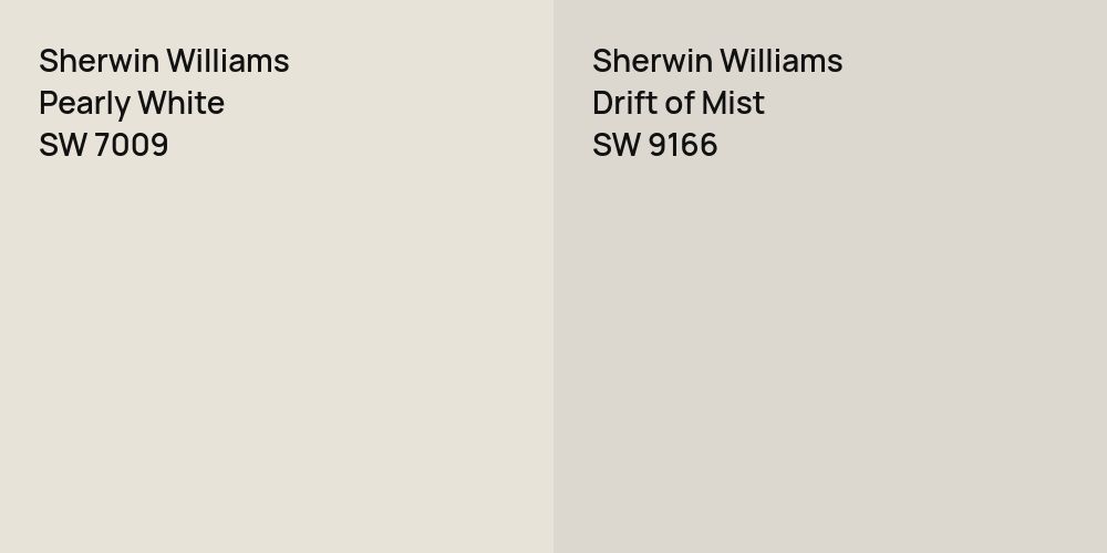 Sherwin Williams Pearly White vs. Sherwin Williams Drift of Mist