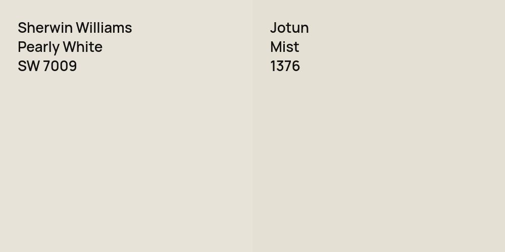 Sherwin Williams Pearly White vs. Jotun Mist