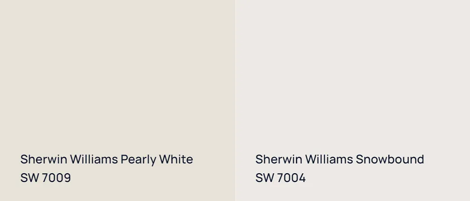 Sherwin Williams Pearly White SW 7009 vs Sherwin Williams Snowbound SW 7004