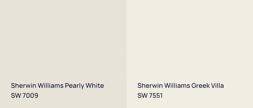 Sherwin Williams Pearly White SW 7009 vs Sherwin Williams Greek Villa SW 7551