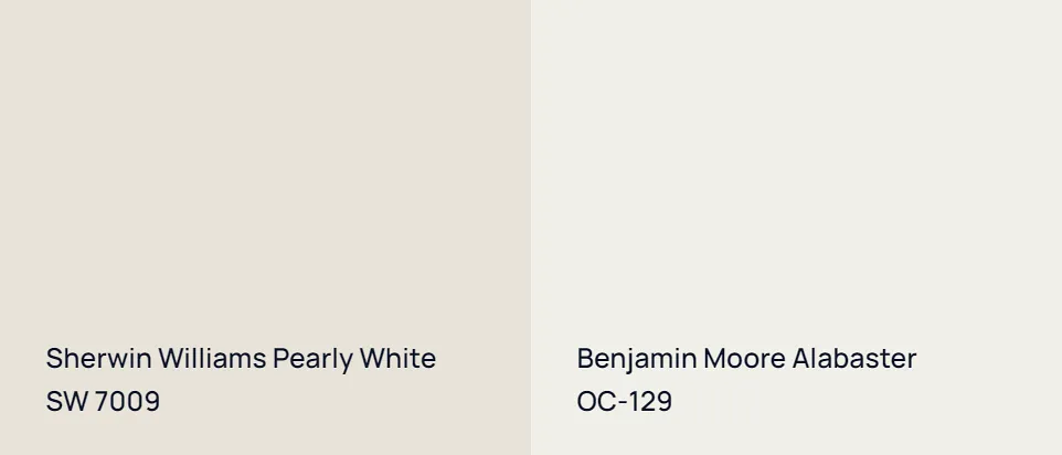 Sherwin Williams Pearly White SW 7009 vs Benjamin Moore Alabaster OC-129