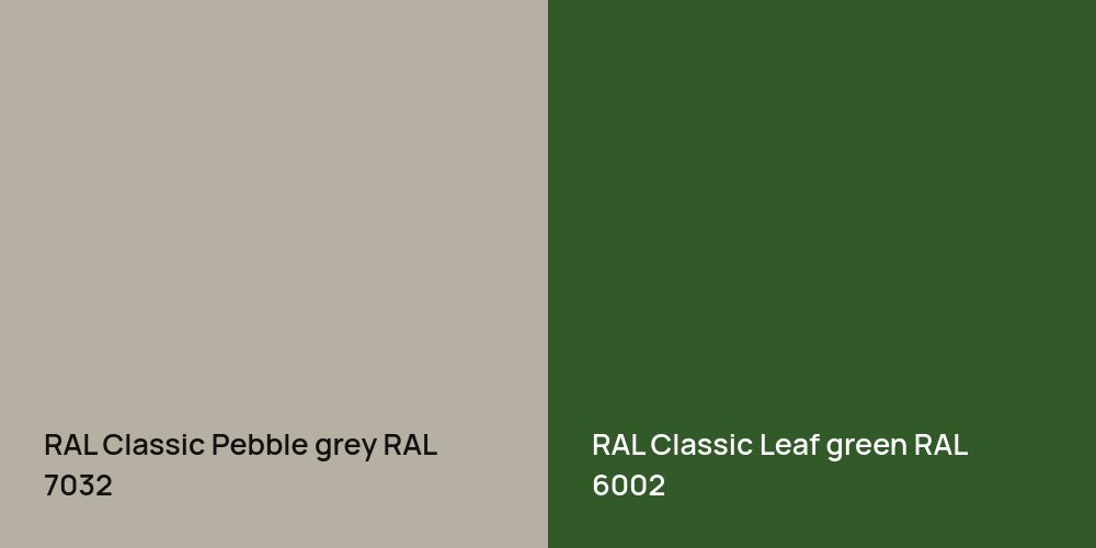 RAL Classic  Pebble grey vs. RAL Classic  Leaf green