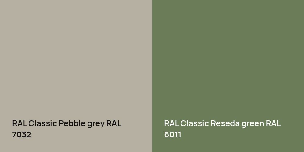 RAL Classic  Pebble grey vs. RAL Classic  Reseda green