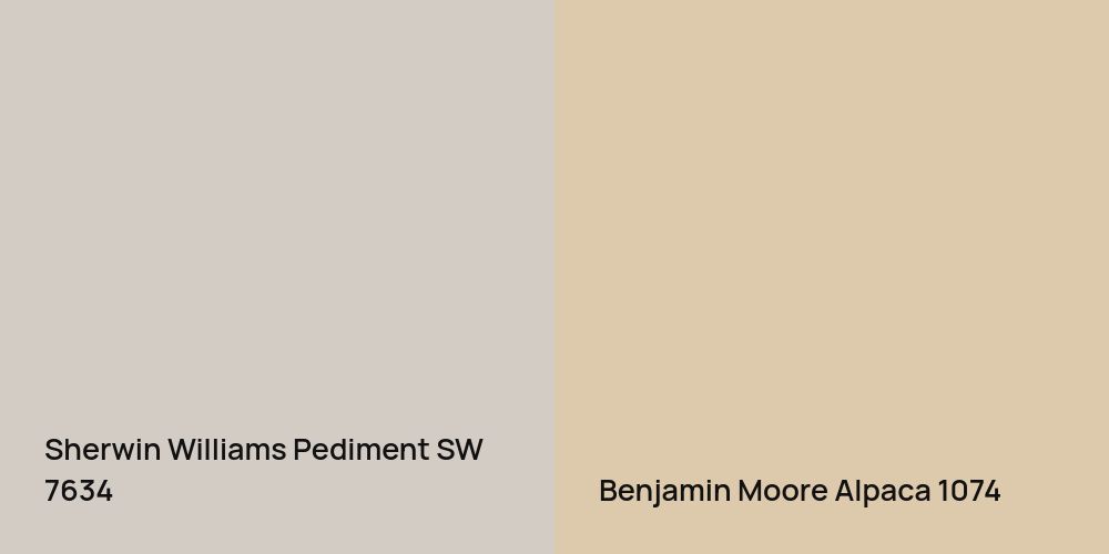 Sherwin Williams Pediment vs. Benjamin Moore Alpaca