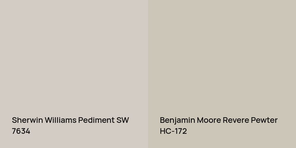 Sherwin Williams Pediment vs. Benjamin Moore Revere Pewter