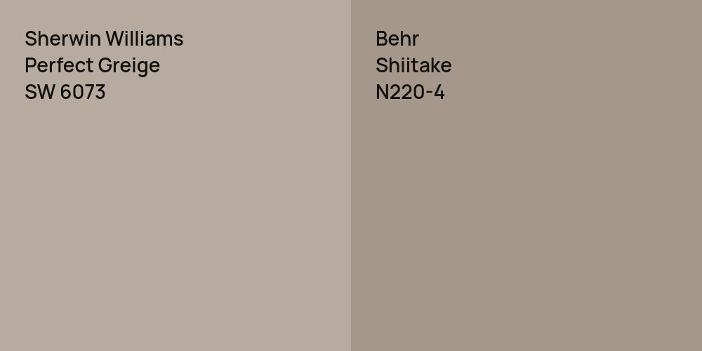 Sherwin Williams Perfect Greige vs. Behr Shiitake