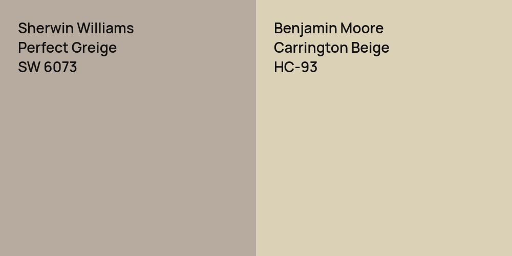 Sherwin Williams Perfect Greige vs. Benjamin Moore Carrington Beige