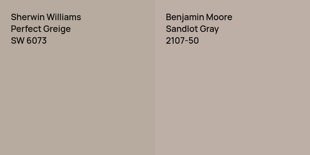 Sherwin Williams Perfect Greige vs. Benjamin Moore Sandlot Gray