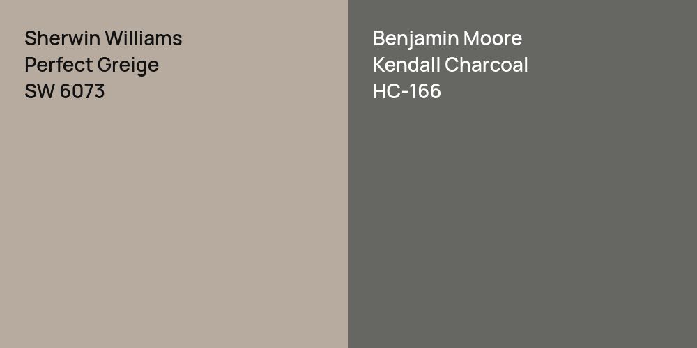 Sherwin Williams Perfect Greige vs. Benjamin Moore Kendall Charcoal