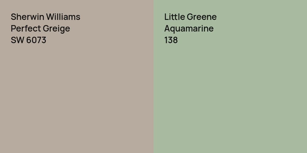 Sherwin Williams Perfect Greige vs. Little Greene Aquamarine