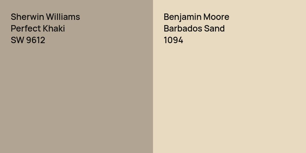 Sherwin Williams Perfect Khaki vs. Benjamin Moore Barbados Sand