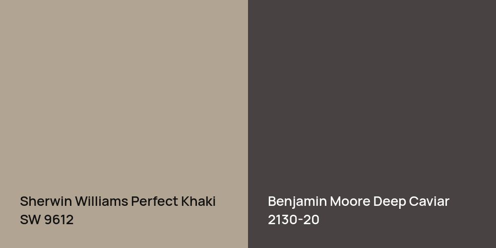 Sherwin Williams Perfect Khaki vs. Benjamin Moore Deep Caviar