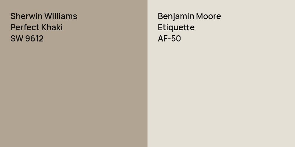 Sherwin Williams Perfect Khaki vs. Benjamin Moore Etiquette