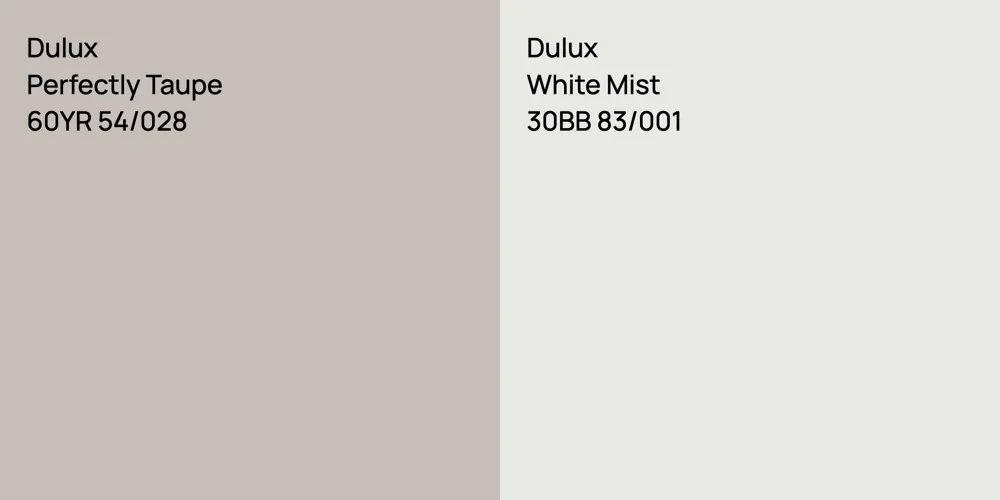 Dulux Perfectly Taupe vs. Dulux White Mist