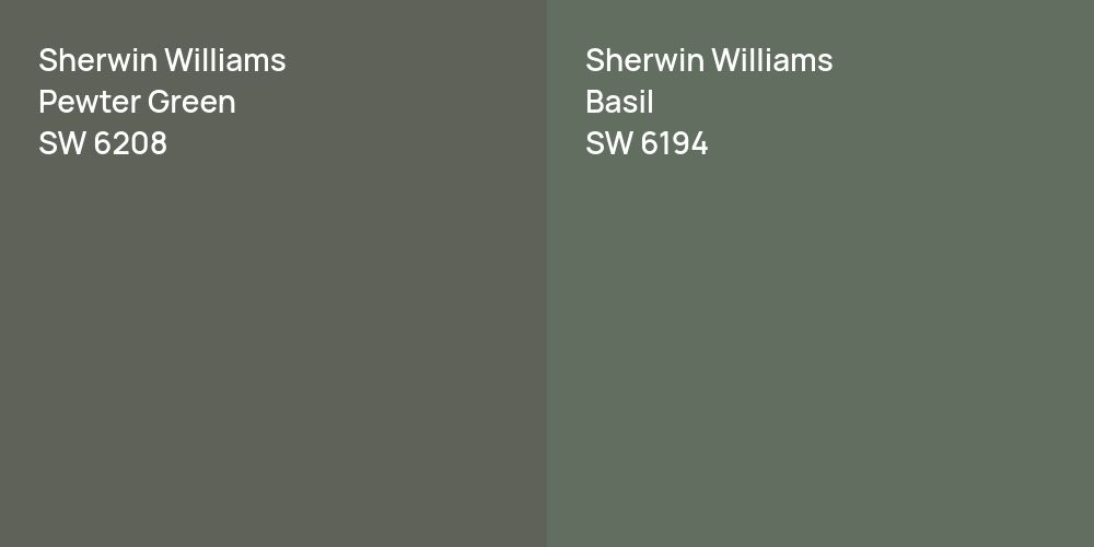 Sherwin Williams Pewter Green vs. Sherwin Williams Basil