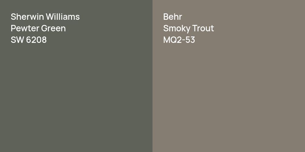 Sherwin Williams Pewter Green vs. Behr Smoky Trout