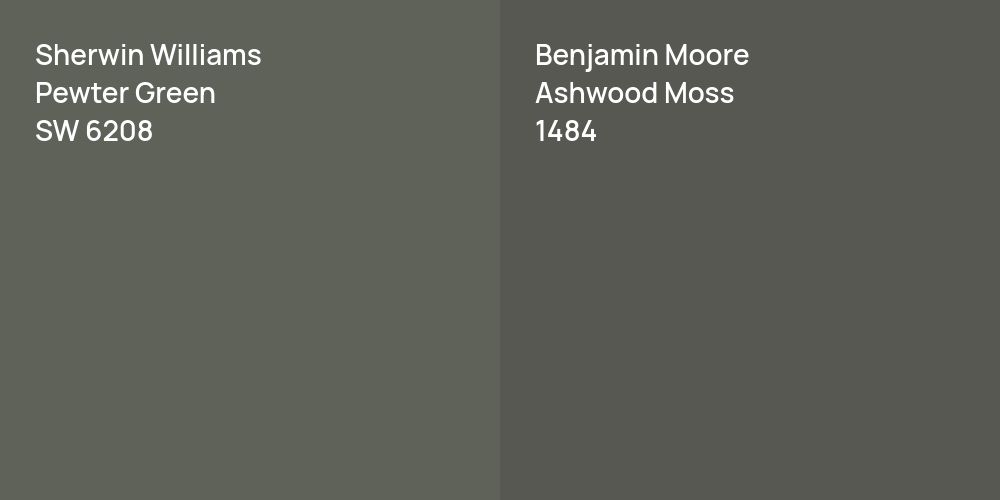 Sherwin Williams Pewter Green vs. Benjamin Moore Ashwood Moss