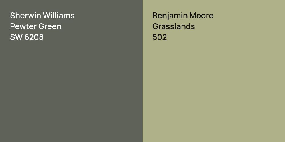 Sherwin Williams Pewter Green vs. Benjamin Moore Grasslands