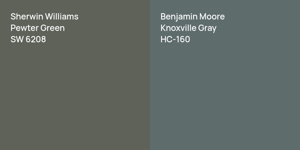 Sherwin Williams Pewter Green vs. Benjamin Moore Knoxville Gray