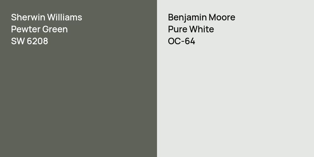 Sherwin Williams Pewter Green vs. Benjamin Moore Pure White