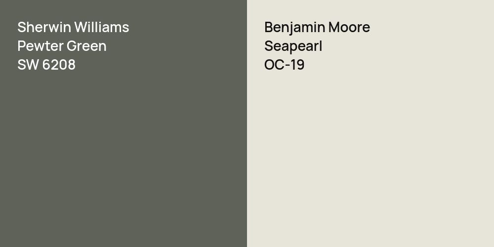 Sherwin Williams Pewter Green vs. Benjamin Moore Seapearl