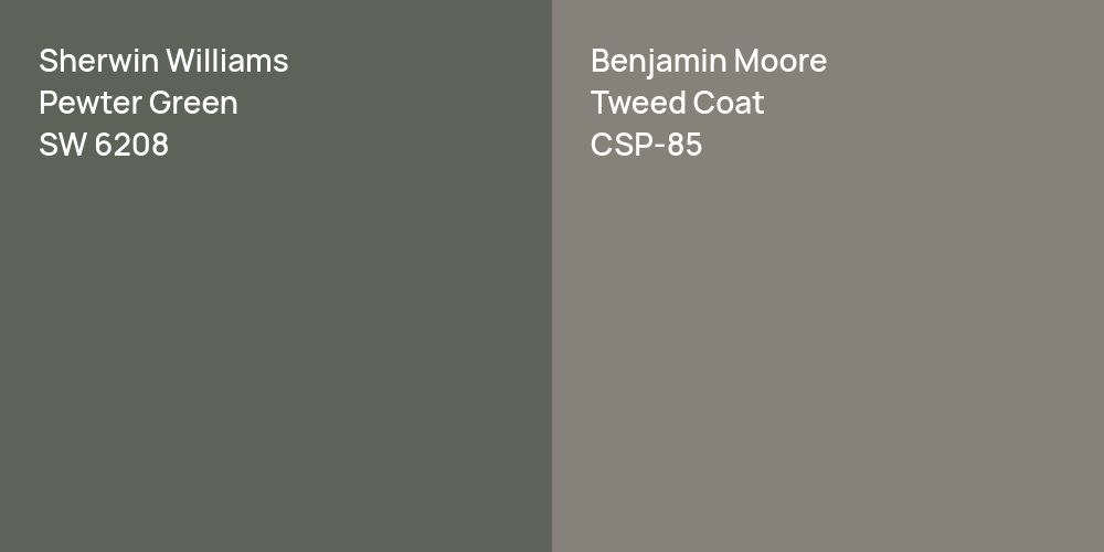 Sherwin Williams Pewter Green vs. Benjamin Moore Tweed Coat