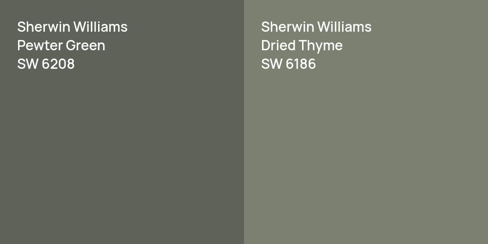 Sherwin Williams Pewter Green vs. Sherwin Williams Dried Thyme