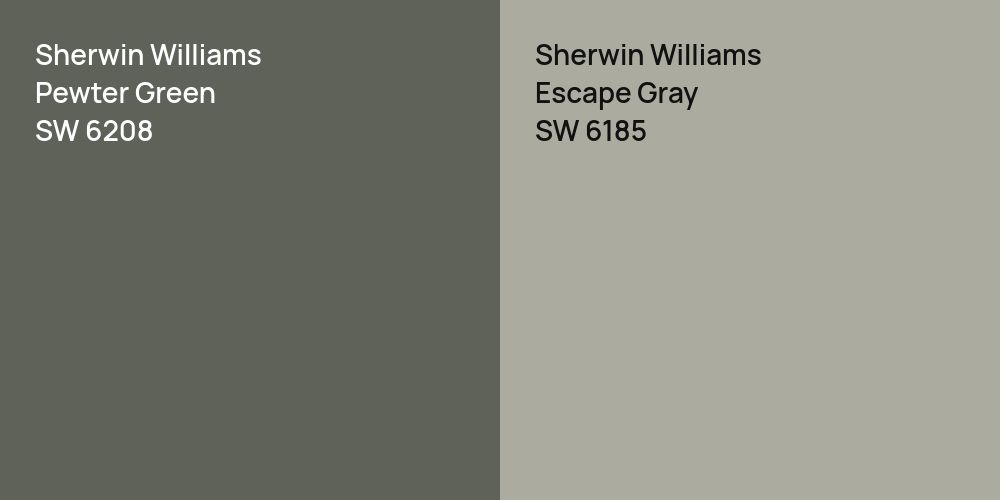 Sherwin Williams Pewter Green vs. Sherwin Williams Escape Gray