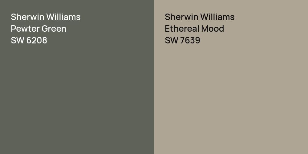 Sherwin Williams Pewter Green vs. Sherwin Williams Ethereal Mood