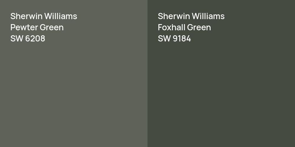 Sherwin Williams Pewter Green vs. Sherwin Williams Foxhall Green