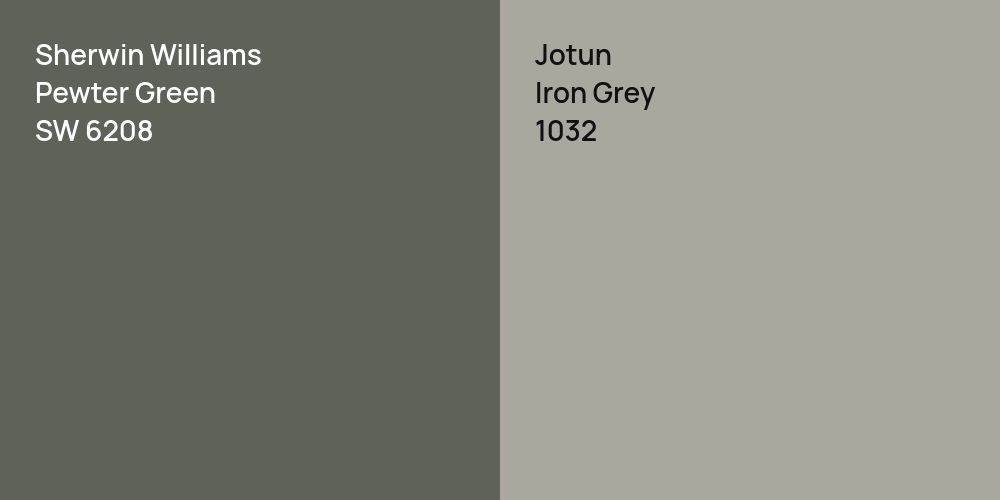 Sherwin Williams Pewter Green vs. Jotun Iron Grey