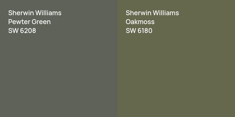 Sherwin Williams Pewter Green vs. Sherwin Williams Oakmoss