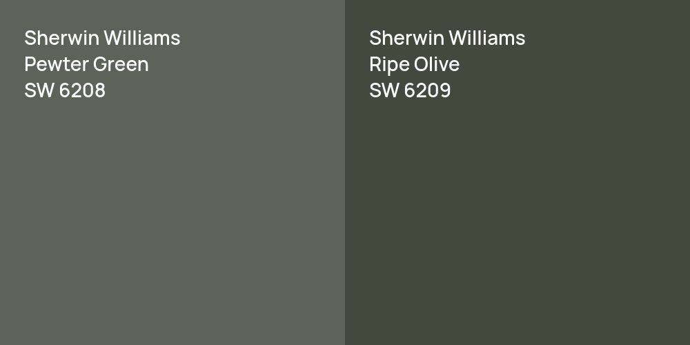 Sherwin Williams Pewter Green Vs Sherwin Williams Ripe Olive Color Comparison