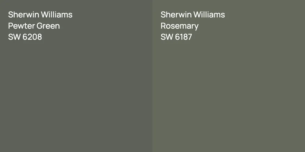 Sherwin Williams Pewter Green vs. Sherwin Williams Rosemary